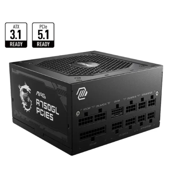 MSI MAG A750GL PCIE5 750W 80 Plus Gold Full Modular Power Supply